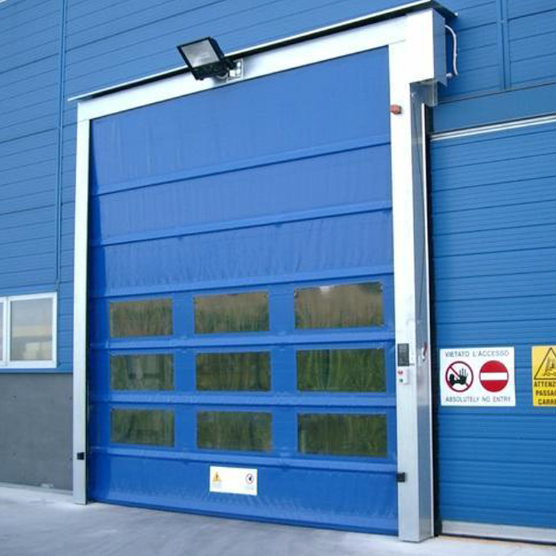 Sala transparente de puerta de apilamiento de PVC de alta velocidad industrial resistente al agua