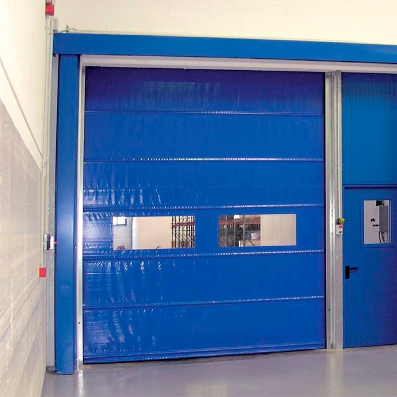 Almacén de puertas apilables de PVC de alta velocidad a prueba de viento