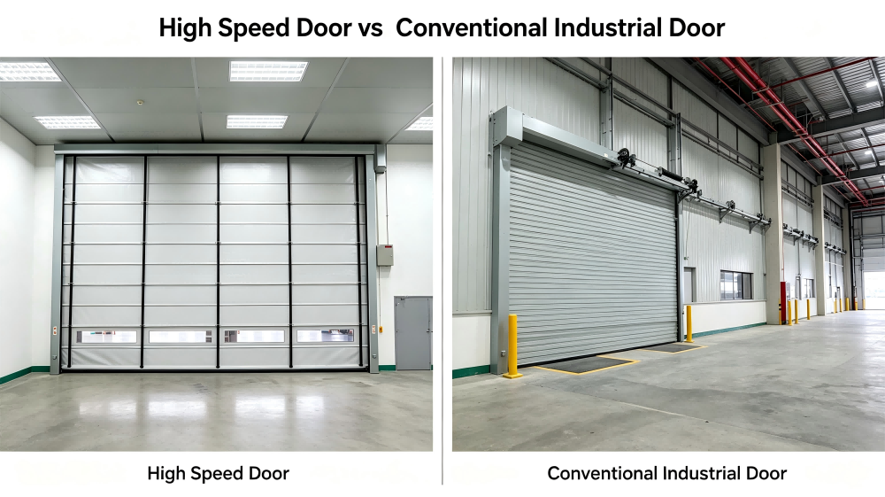 Puerta r&aacute;pida versus puerta industrial convencional
